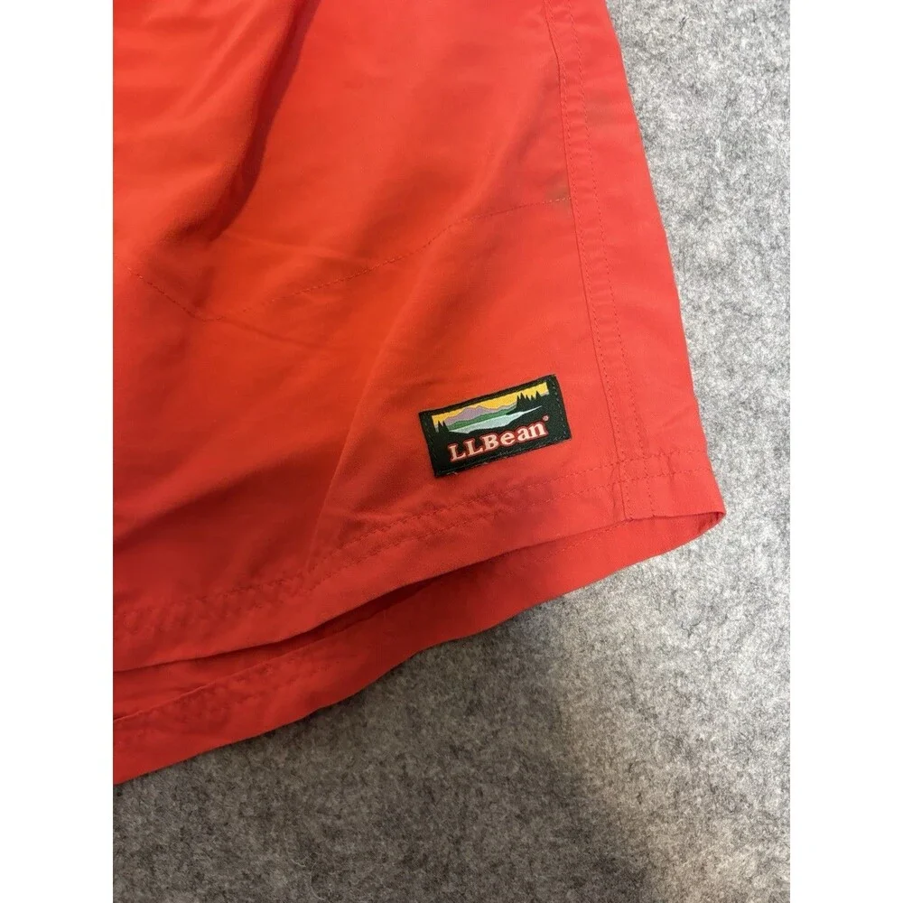 Vtg 90s L.L. Bean Men’s Salmon Swim Trunks XL  Nylon Zip Pocket Elastic Waist